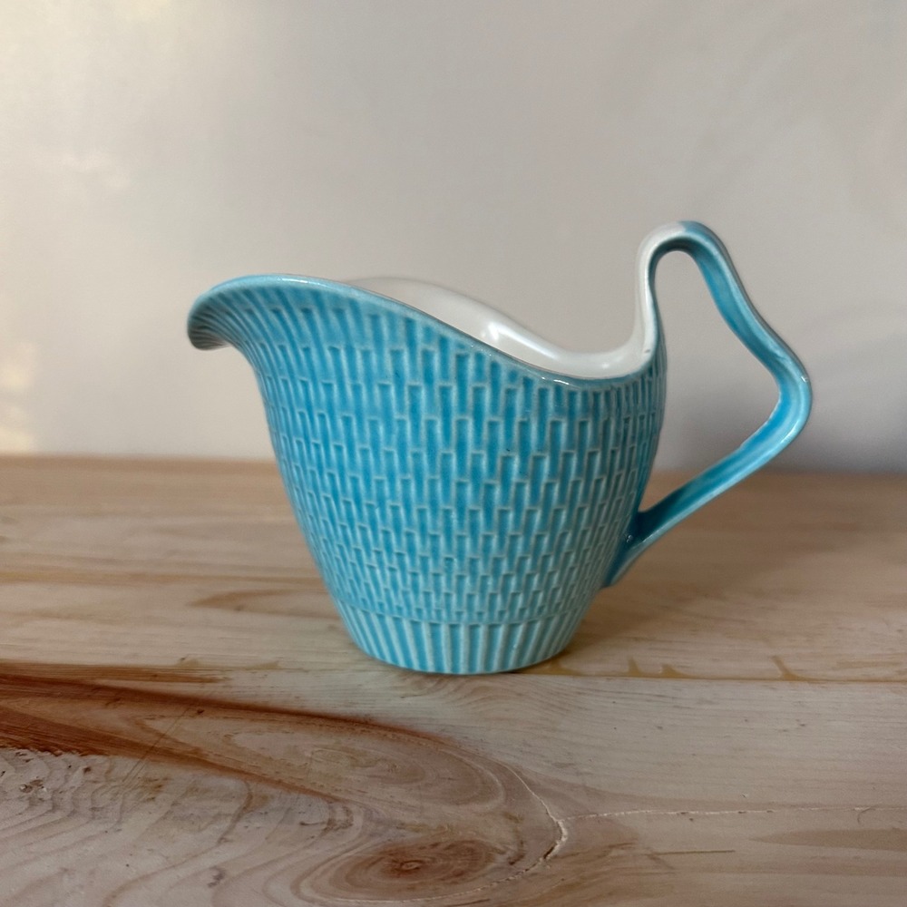 Vintage Red Wing Driftwood Turquoise Gravy Boat Mid Century 1957–1961 USA